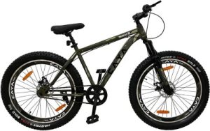 CAYA WARRIOR 26" Army Green Dual Disc, Triple Alloy Rims, Front Shocker 26 T Fat Tyre Cycle(Single Speed, Green)