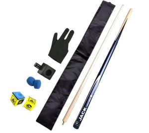 JBB Combo of Billiard, Snooker and Pool Half Joint Cue Stick -9mm with 1 Cue Cover, 2 pcs Chalk, 2 pcs tip, 1 Glove and Leather Chalk Holder